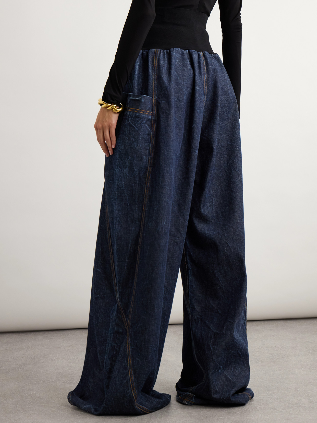 Alaïa - Jersey-Trimmed High-Rise Wide- Leg
