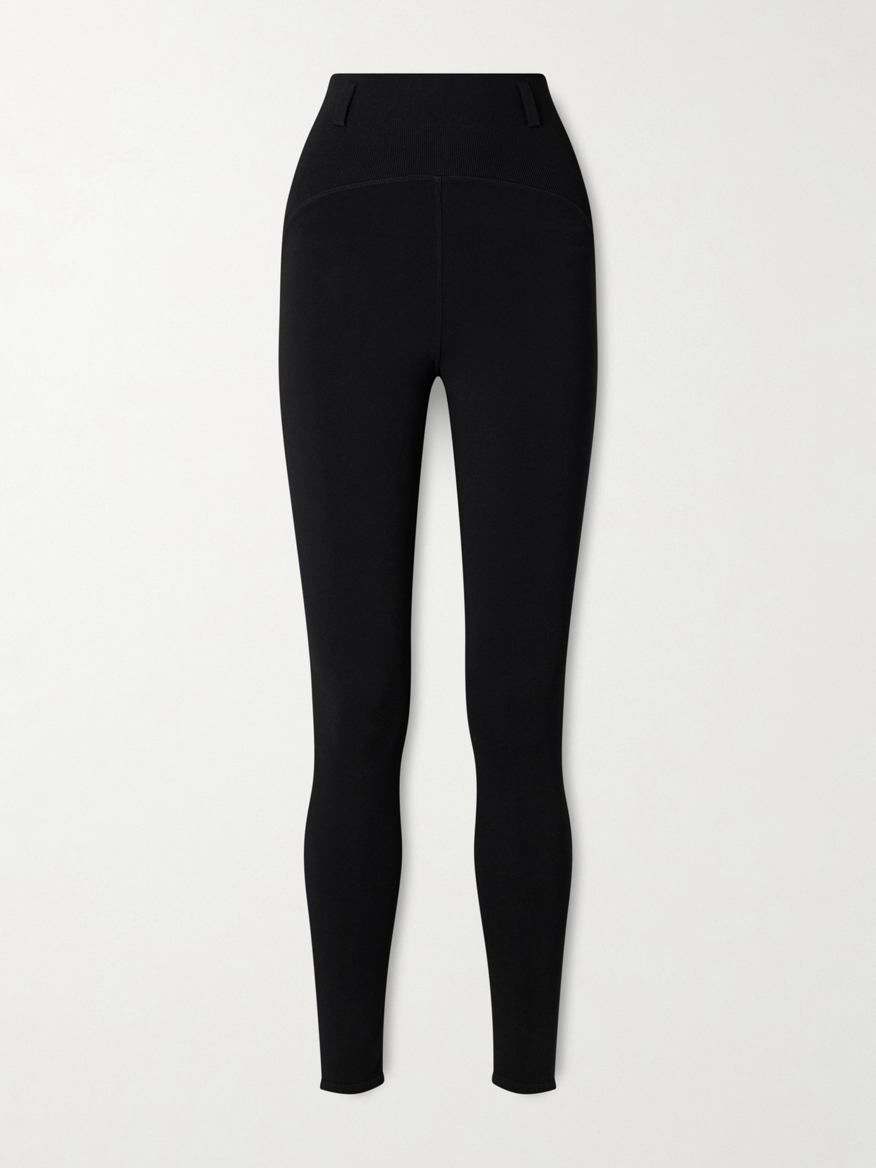 Alaïa Paneled Ribbed-knit And Stretch-jersey Leggings In Black