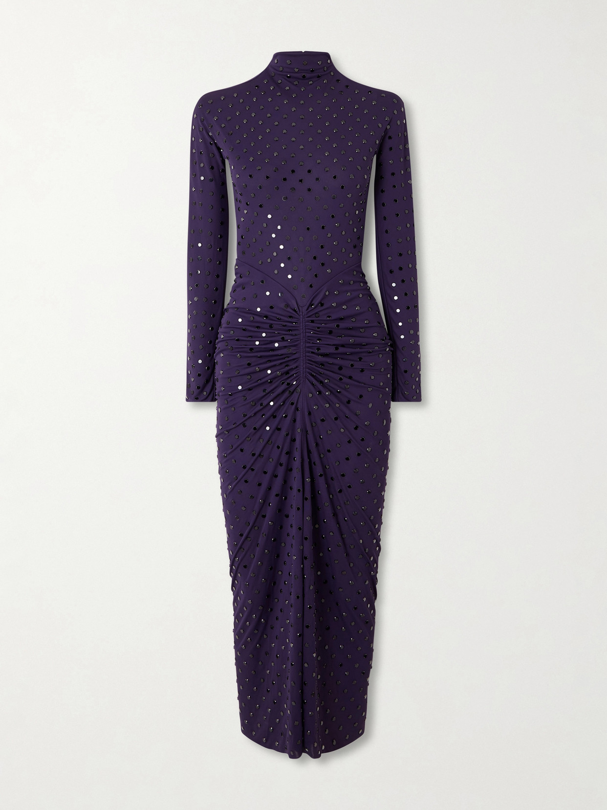 Alaa Womens Aubergine Noir Draped Embellished Long-sleeve Jersey Maxi Dress  In Purple | ModeSens