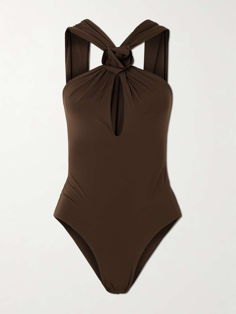 Maygel Coronel Sole Appliquéd Cutout Swimsuit