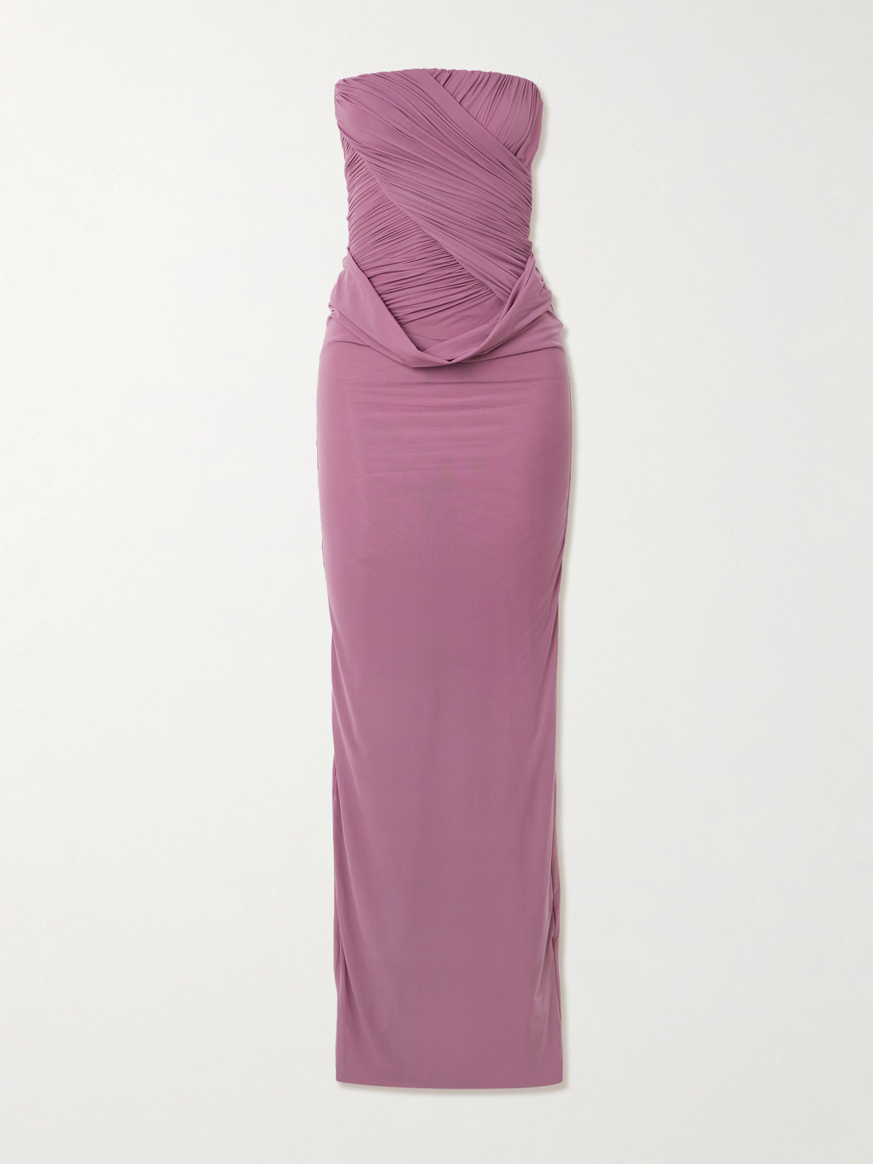 Maygel Coronel Gorgonia Strapless Draped Stretch-jersey Maxi Dress In Purple