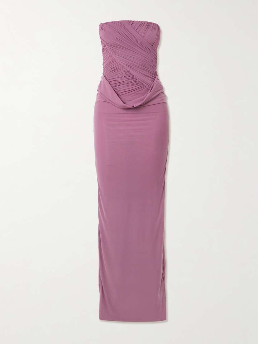 Maygel Coronel Gorgonia Strapless Draped Stretch-jersey Maxi Dress