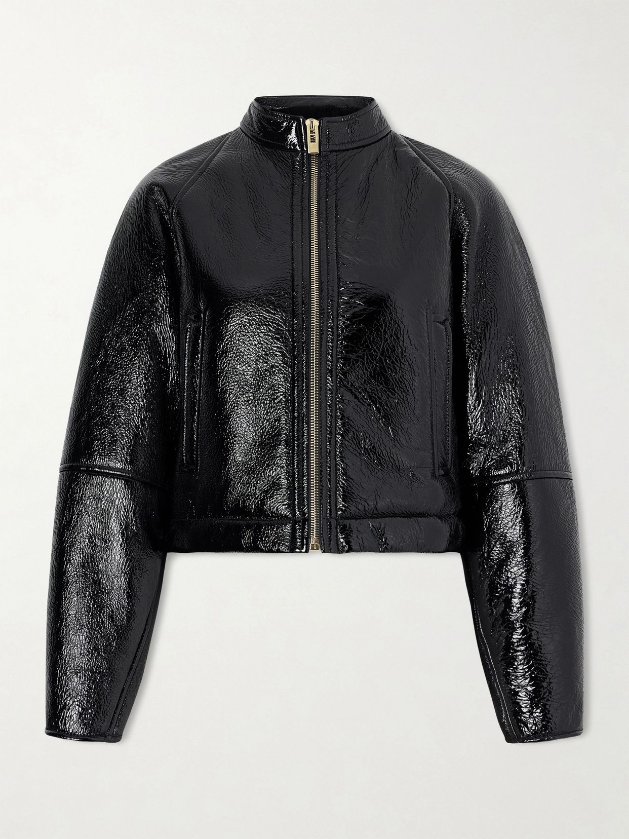 Cropped shearling bomber jacket