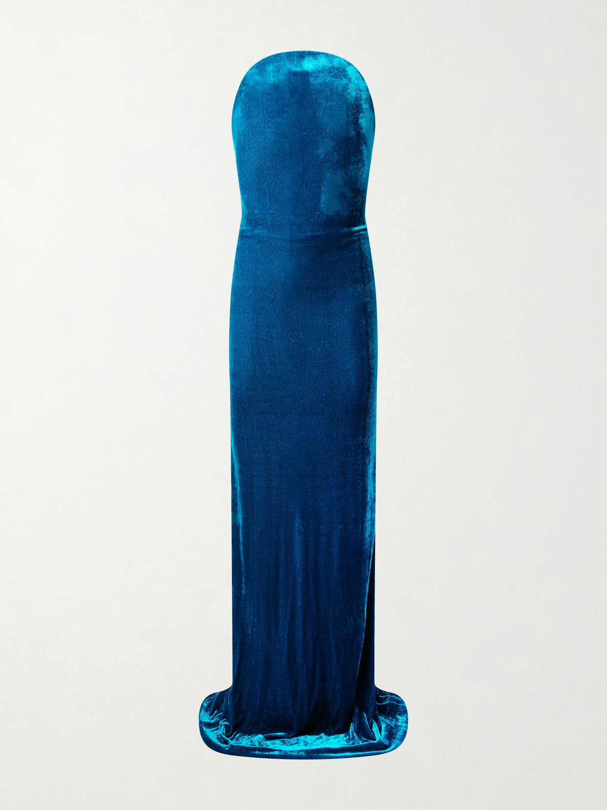 Alaïa Strapless Velvet Gown In Blue