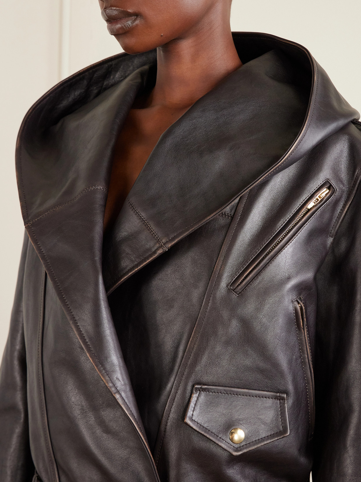 Alaïa - Belted Leather Biker Jacket