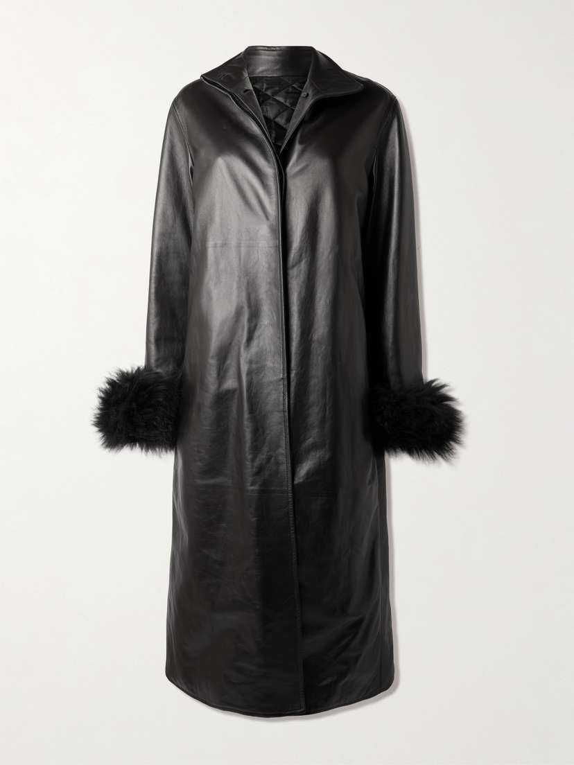 Alaïa Shearling-trimmed Leather Coat