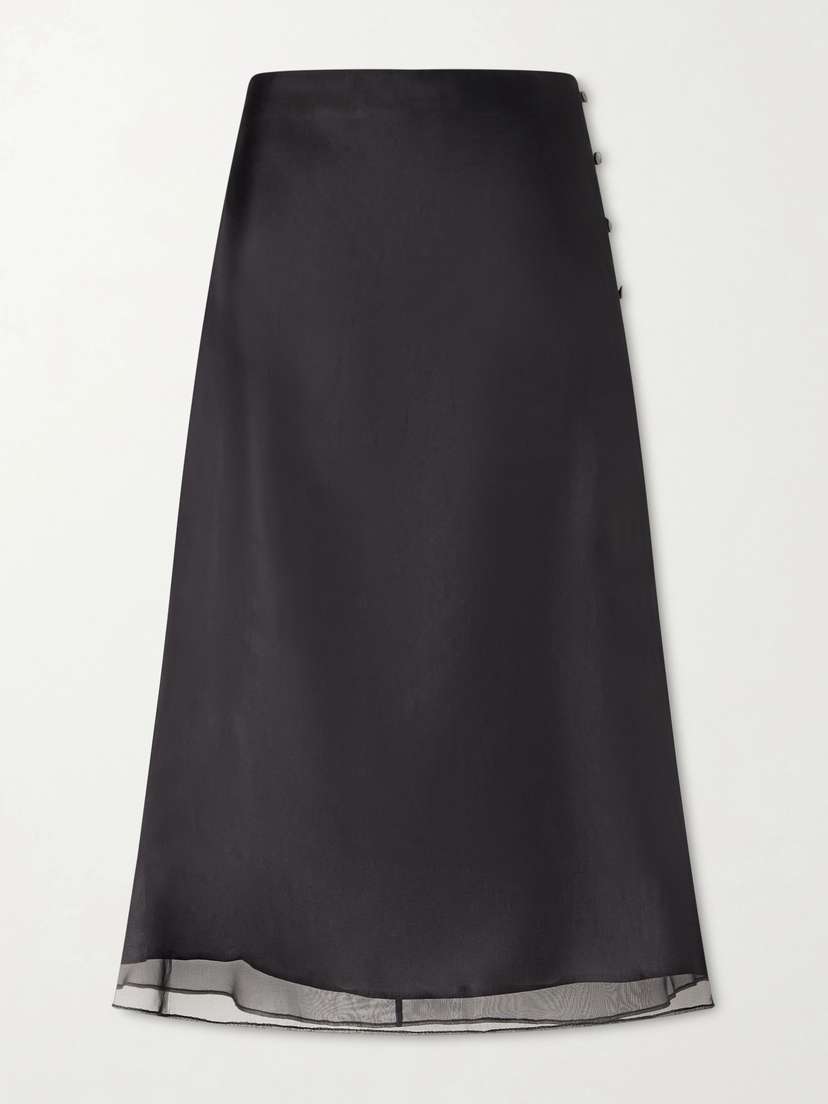 AMI PARIS Corolla Silk-crêpe De Chine Midi Skirt
