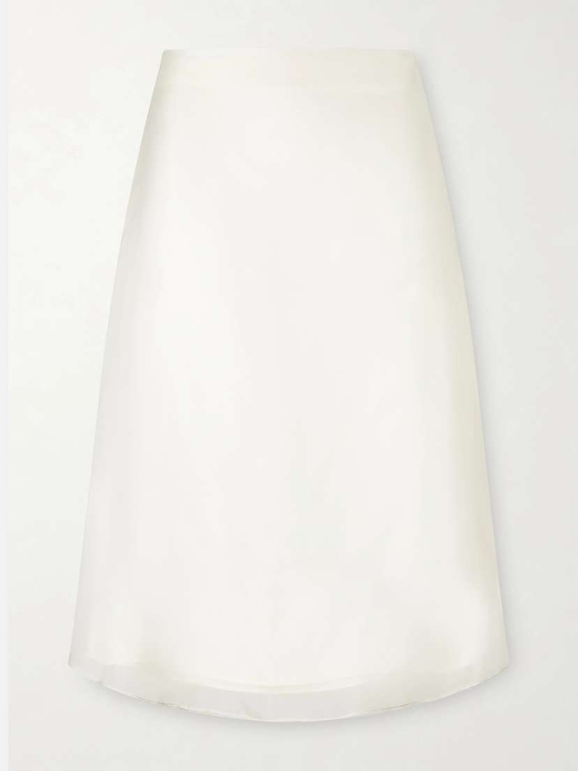 AMI PARIS Sheer Silk Midi Skirt