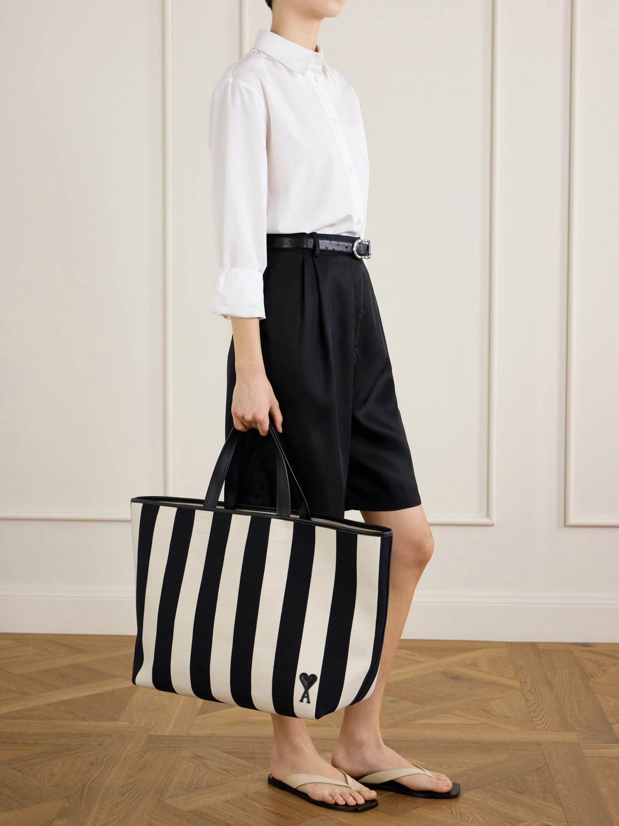 Ami Alexandre Mattiussi Ami Paris Ami De Coeur Medium Black Cotton Polyester Polyurethane Shoulder Bag In Multi