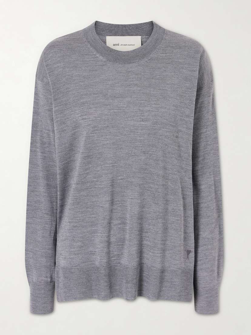 AMI PARIS Knitted Wool And Silk-blend Sweater