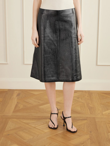 Ami Paris Leather midi skirt
