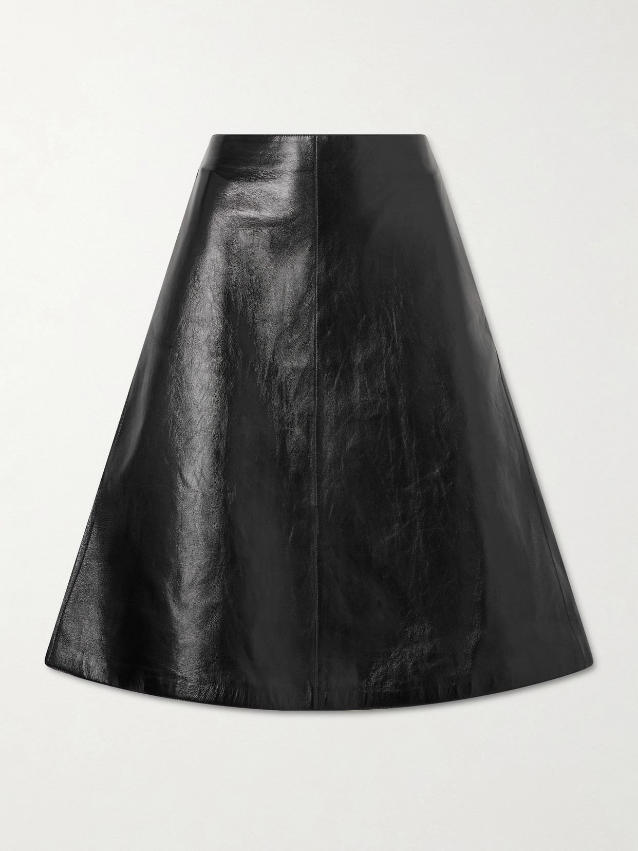 Ami Alexandre Mattiussi Leather Midi Skirt In Brown