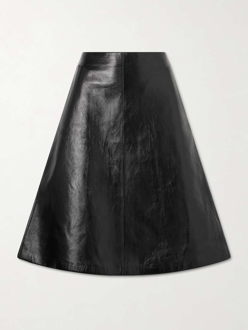AMI PARIS Leather Midi Skirt