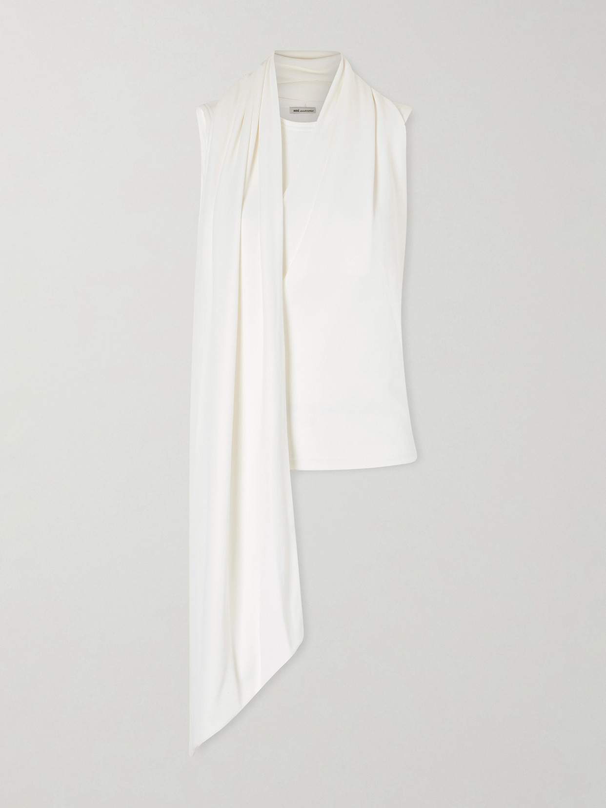 AMI PARIS - Scarf-detailed Jersey Top - Cream