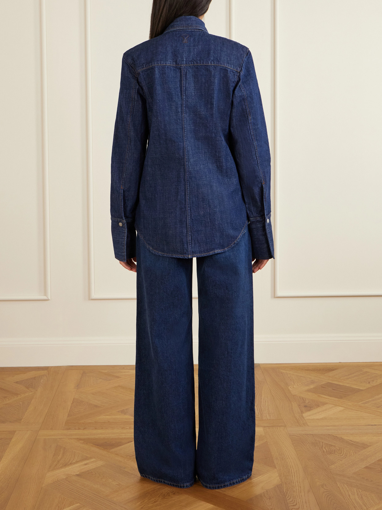 Ami Alexandre Mattiussi Women Blue Denim Full Sleeves Shirt, Xs Luxury Shirts For Women Darveys