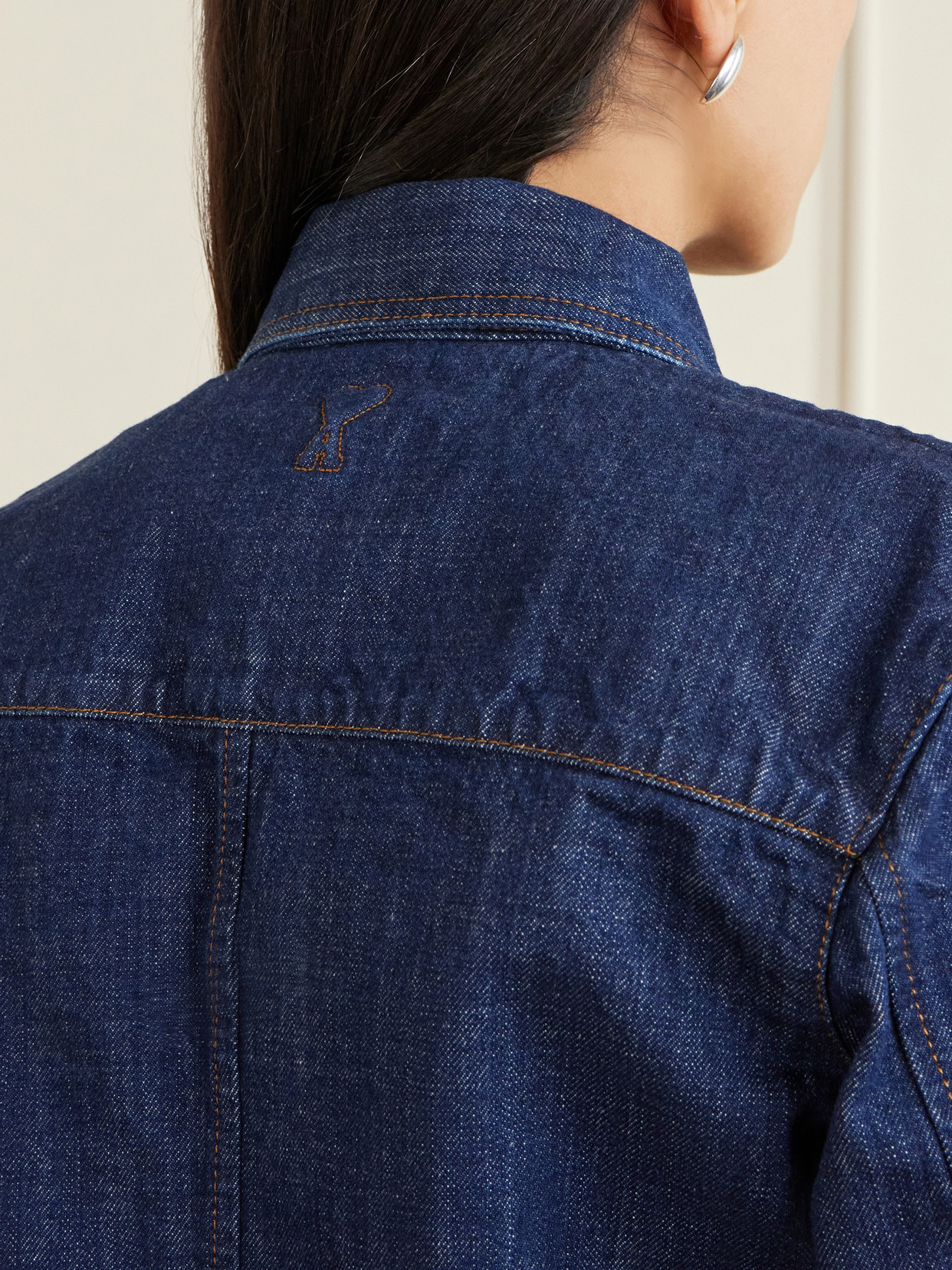Ami Alexandre Mattiussi Women Blue Denim Full Sleeves Shirt, Xs Luxury Shirts For Women Darveys