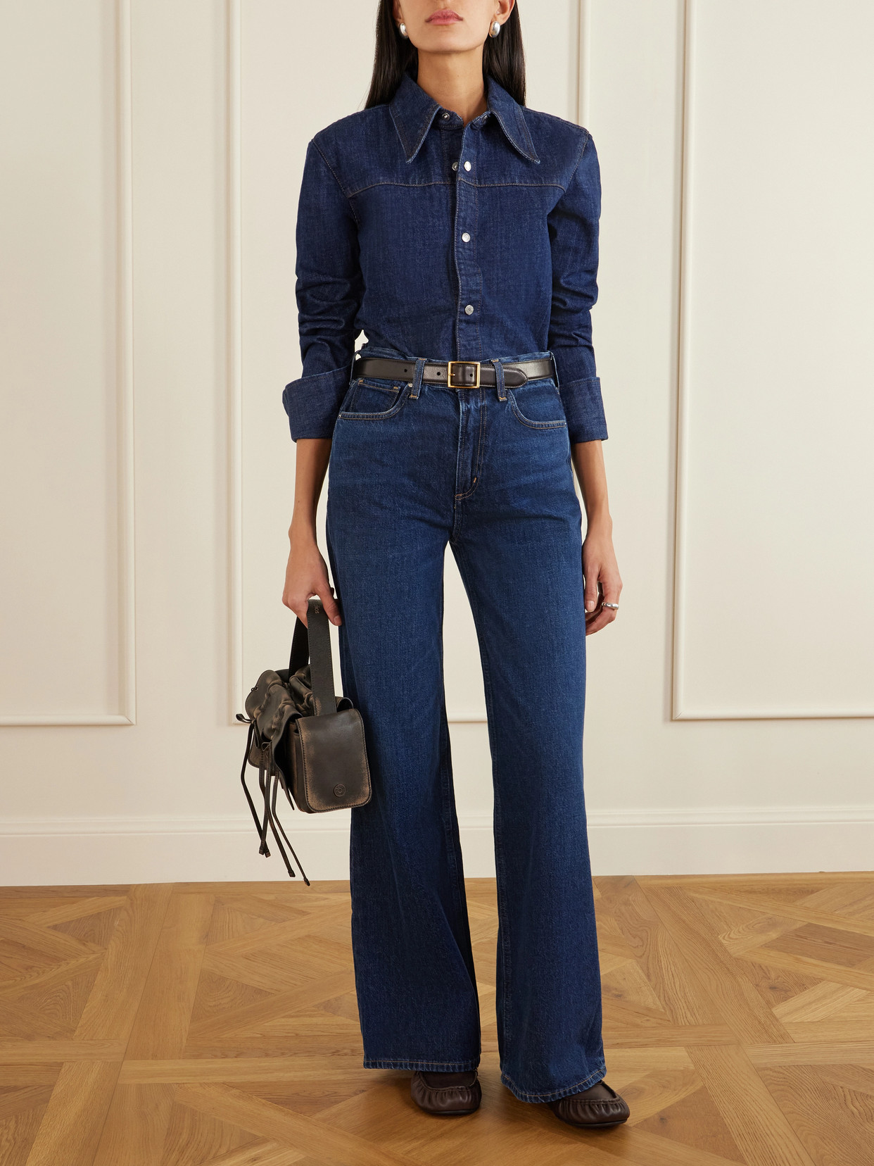 Ami Alexandre Mattiussi Women Blue Denim Full Sleeves Shirt, Xs Luxury Shirts For Women Darveys