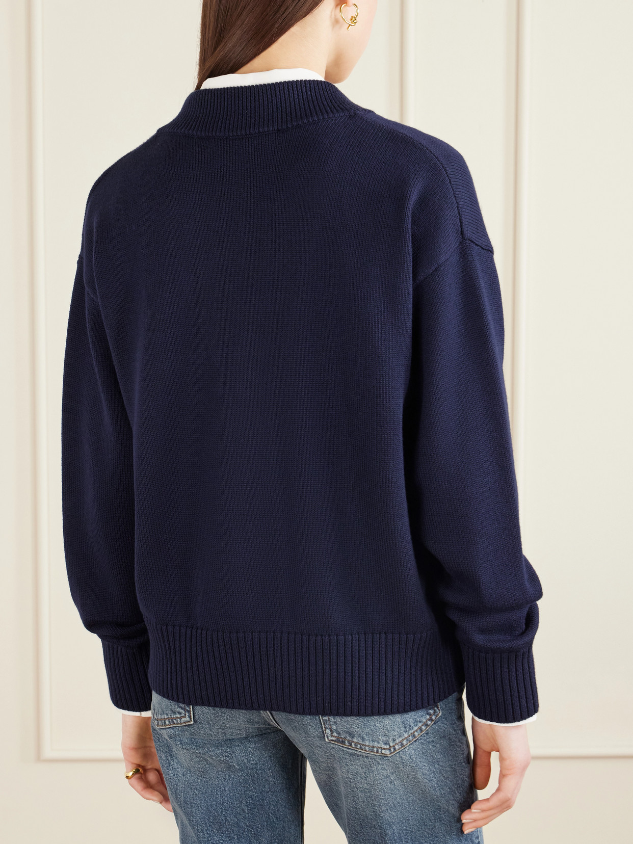 Ami Alexandre Mattiussi Intarsia-knit Wool And Cotton-blend Cardigan In Blue