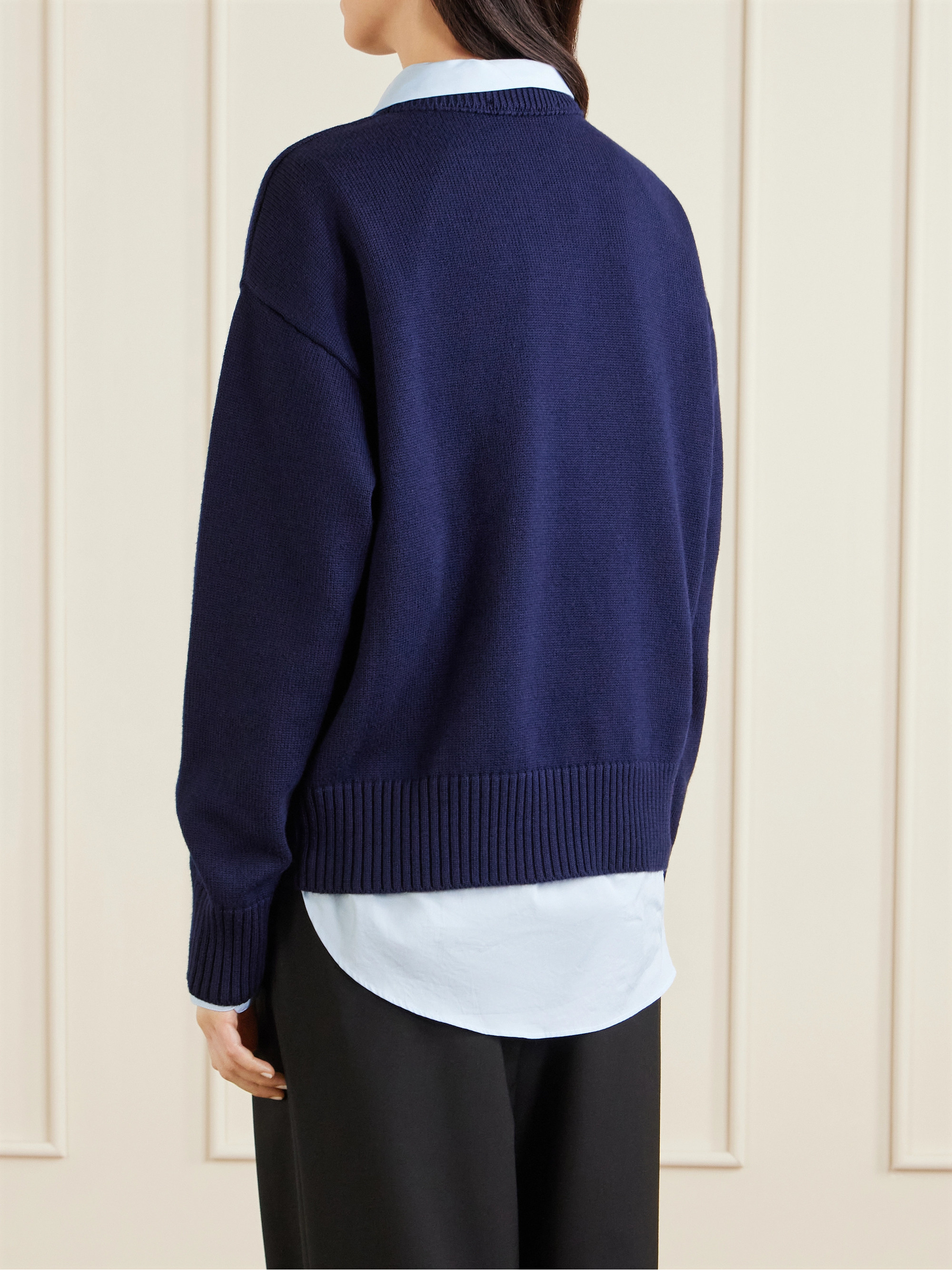 Ami Paris Intarsia wool and cotton-blend sweater thumbnail