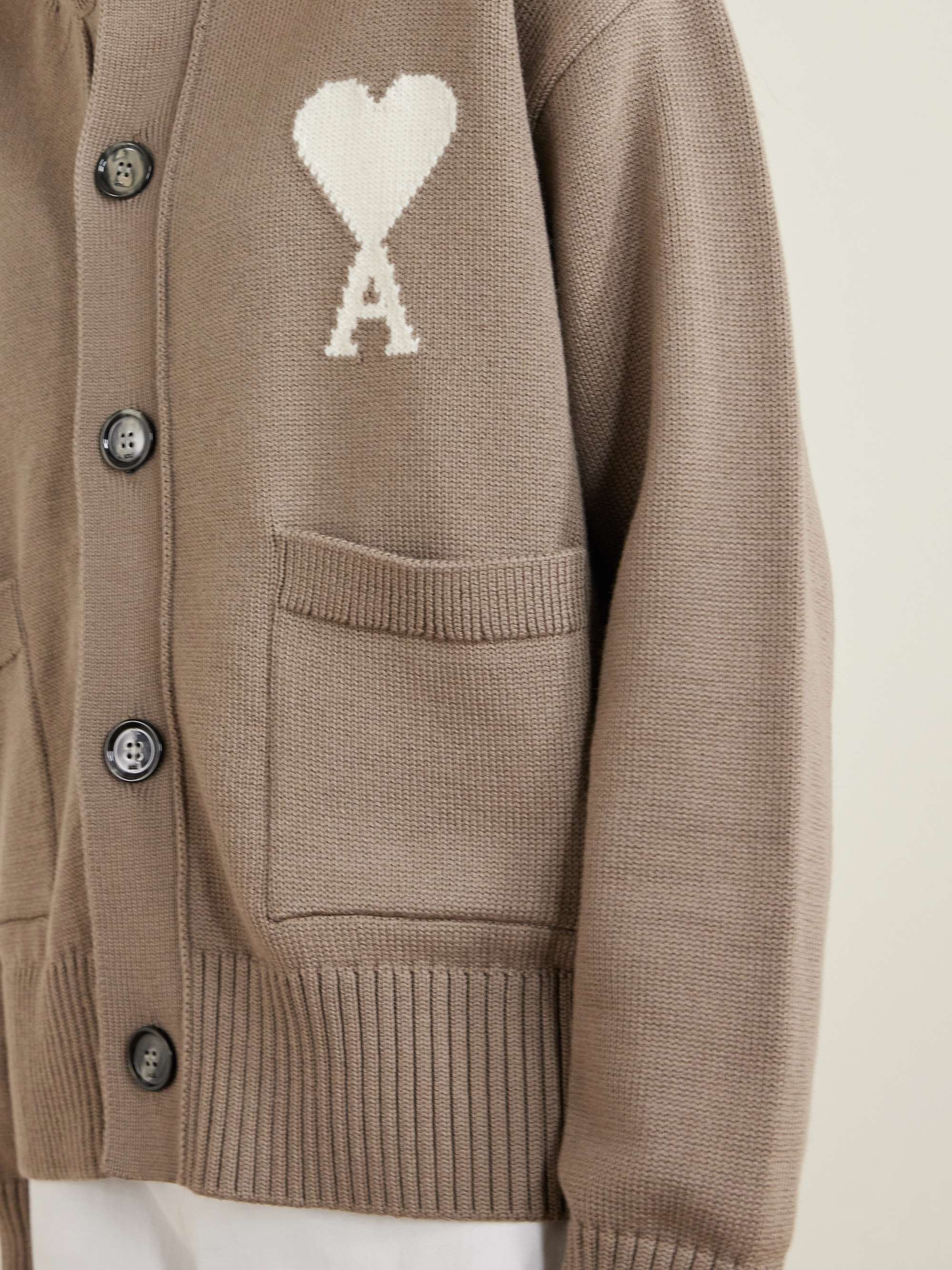 AMI PARIS Intarsia-knit wool and cotton-blend cardigan | NET-A-PORTER