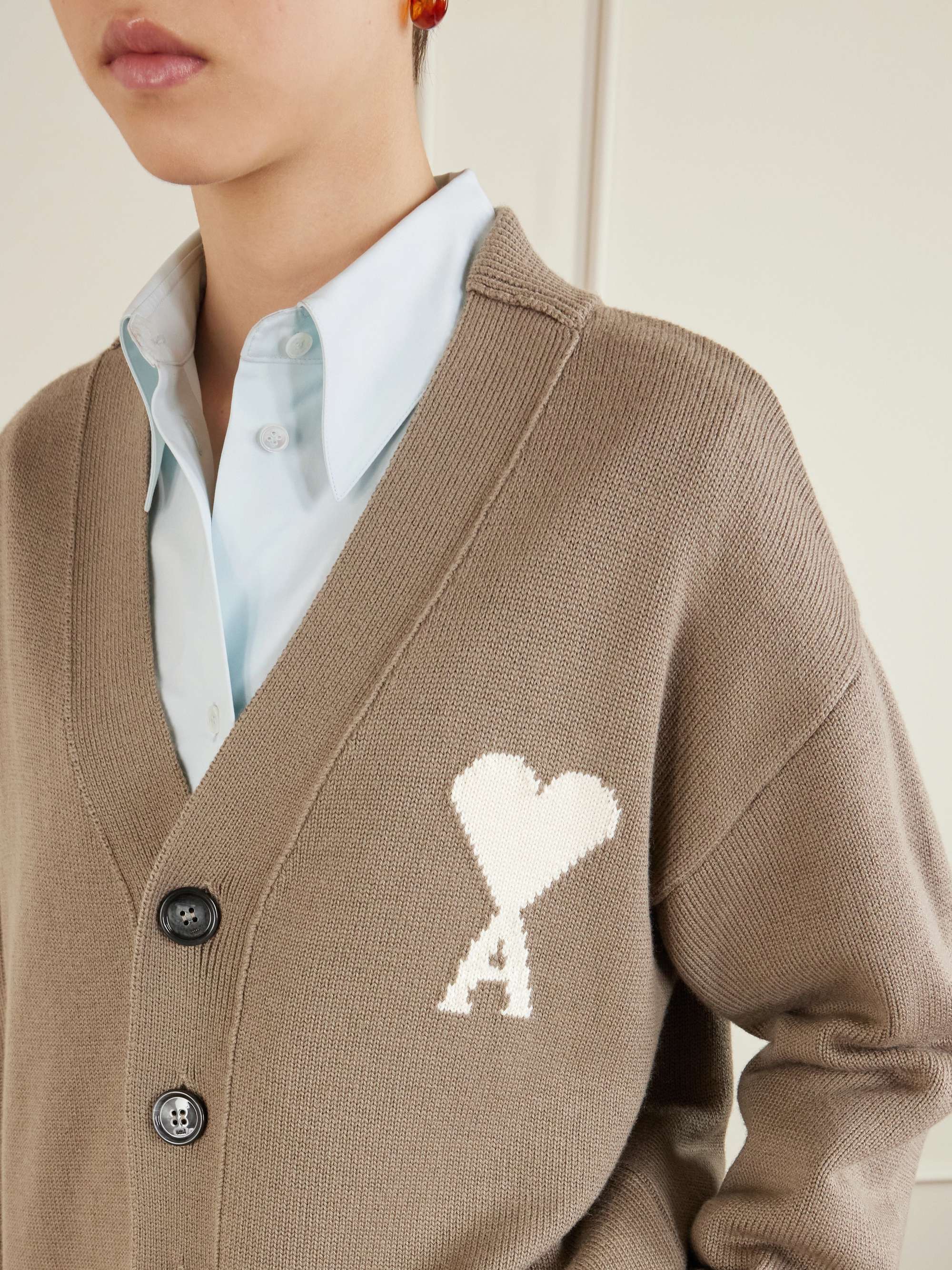 ami paris カーディガン AMI PARIS ADC intarsia merino wool cardigan | NET-A-PORTER