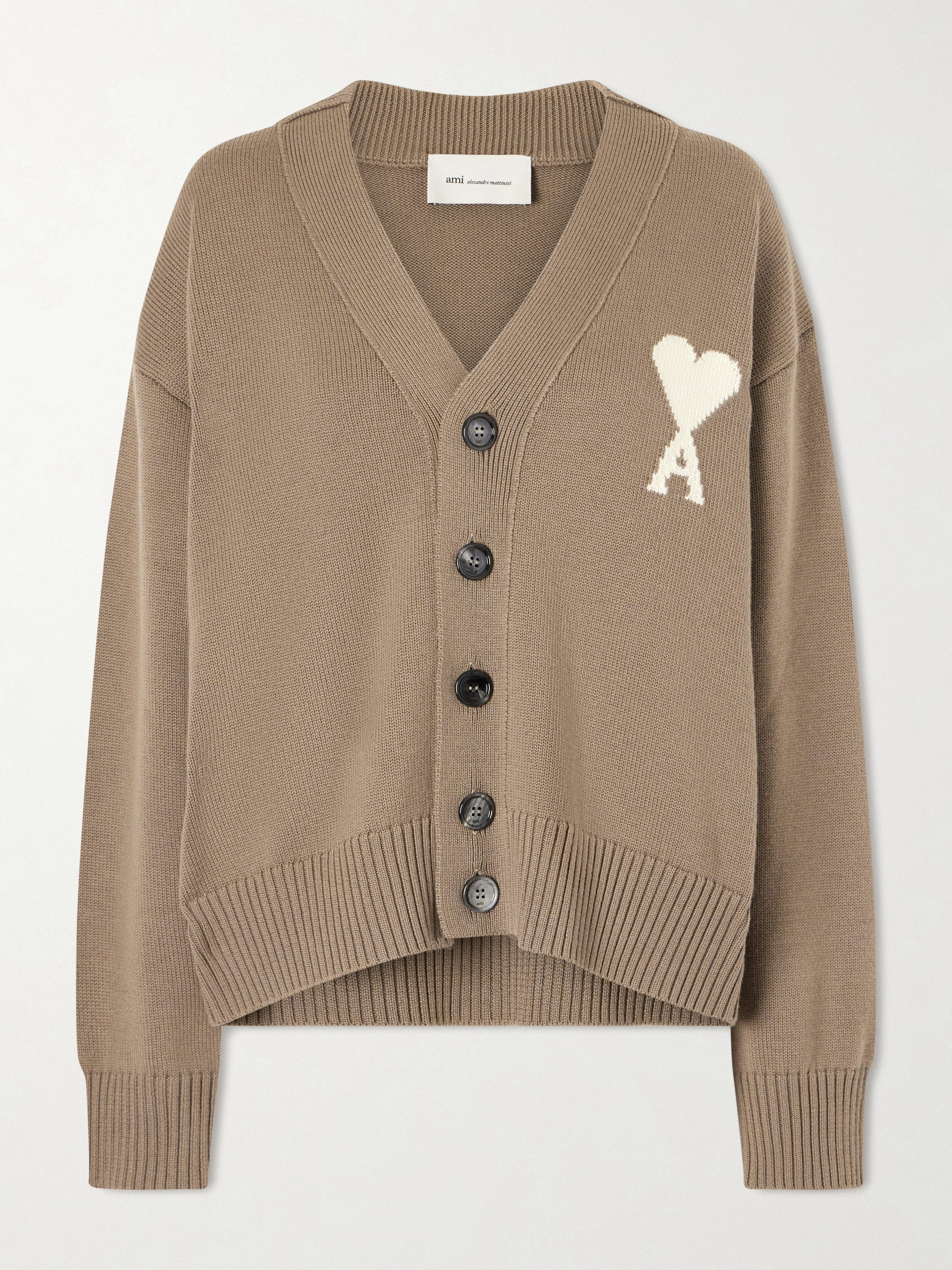 Ami Paris - Intarsia wool and cotton-blend cardigan | Plush
