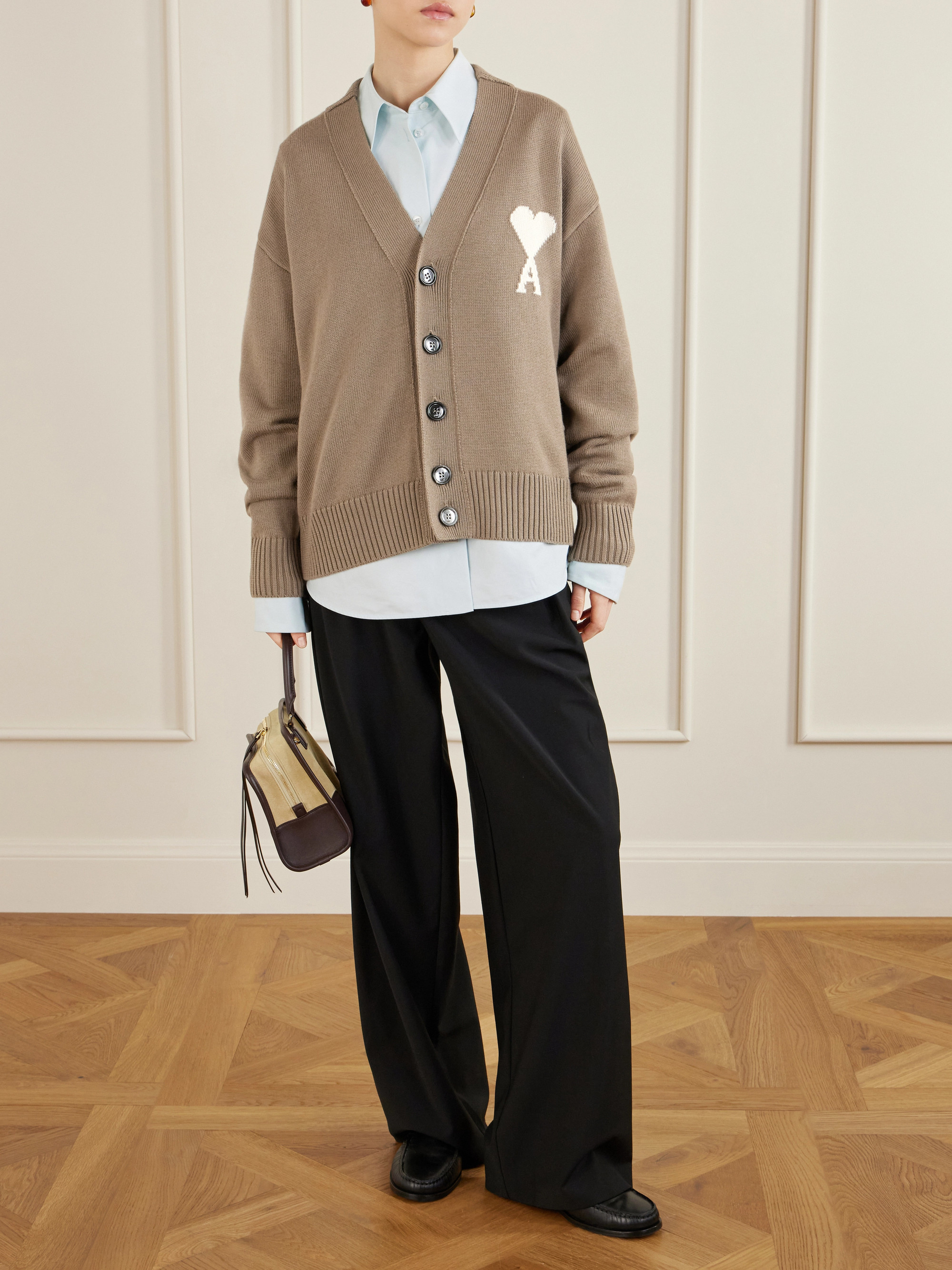 Ami Paris - Intarsia wool and cotton-blend cardigan | Plush