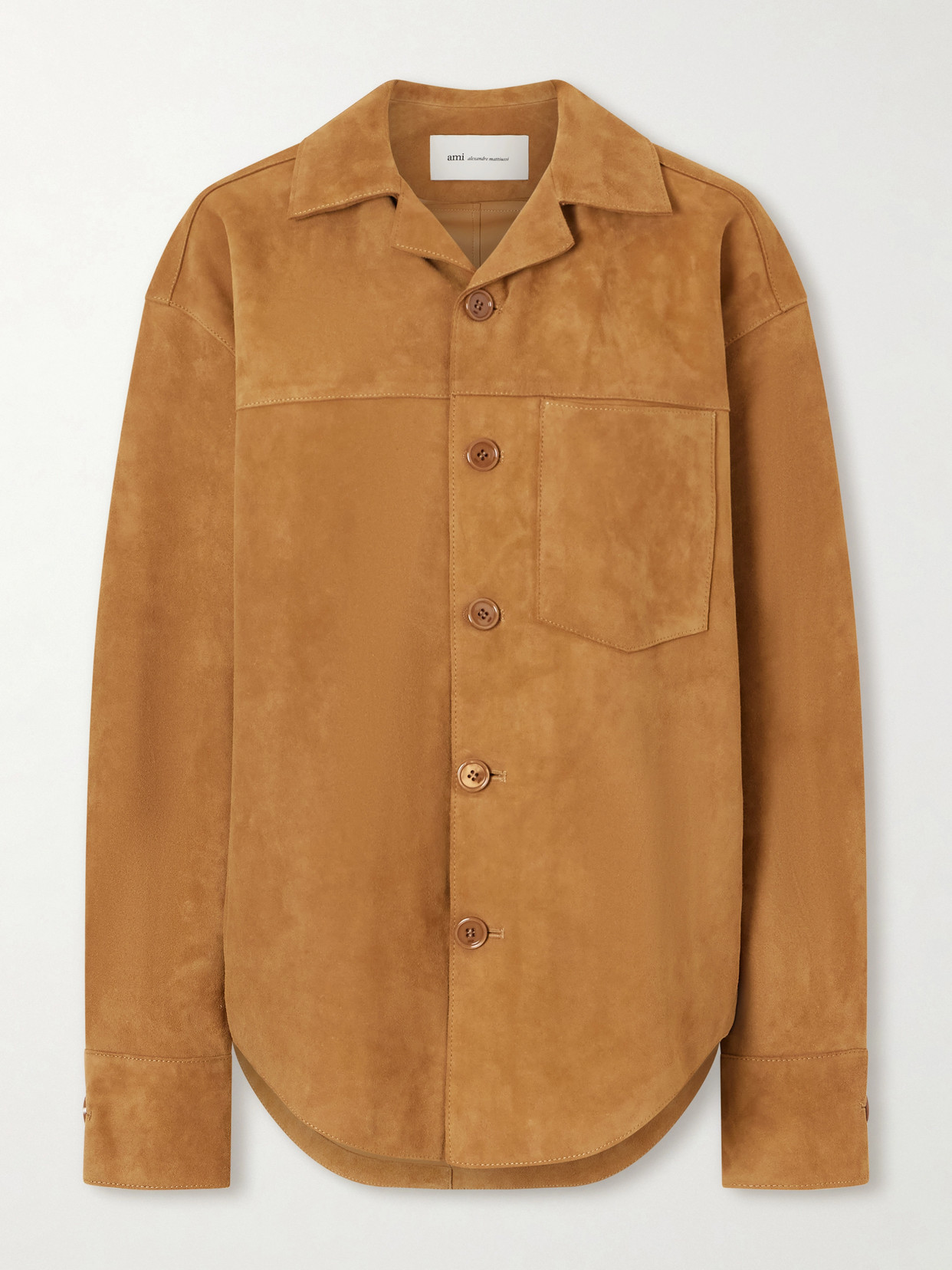 Ami Alexandre Mattiussi Suede Overshirt In Brown