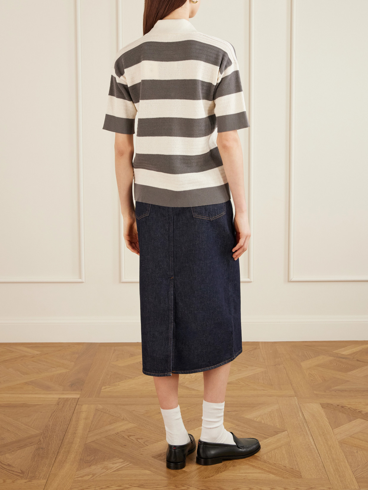 Striped Knitted Cotton Polo