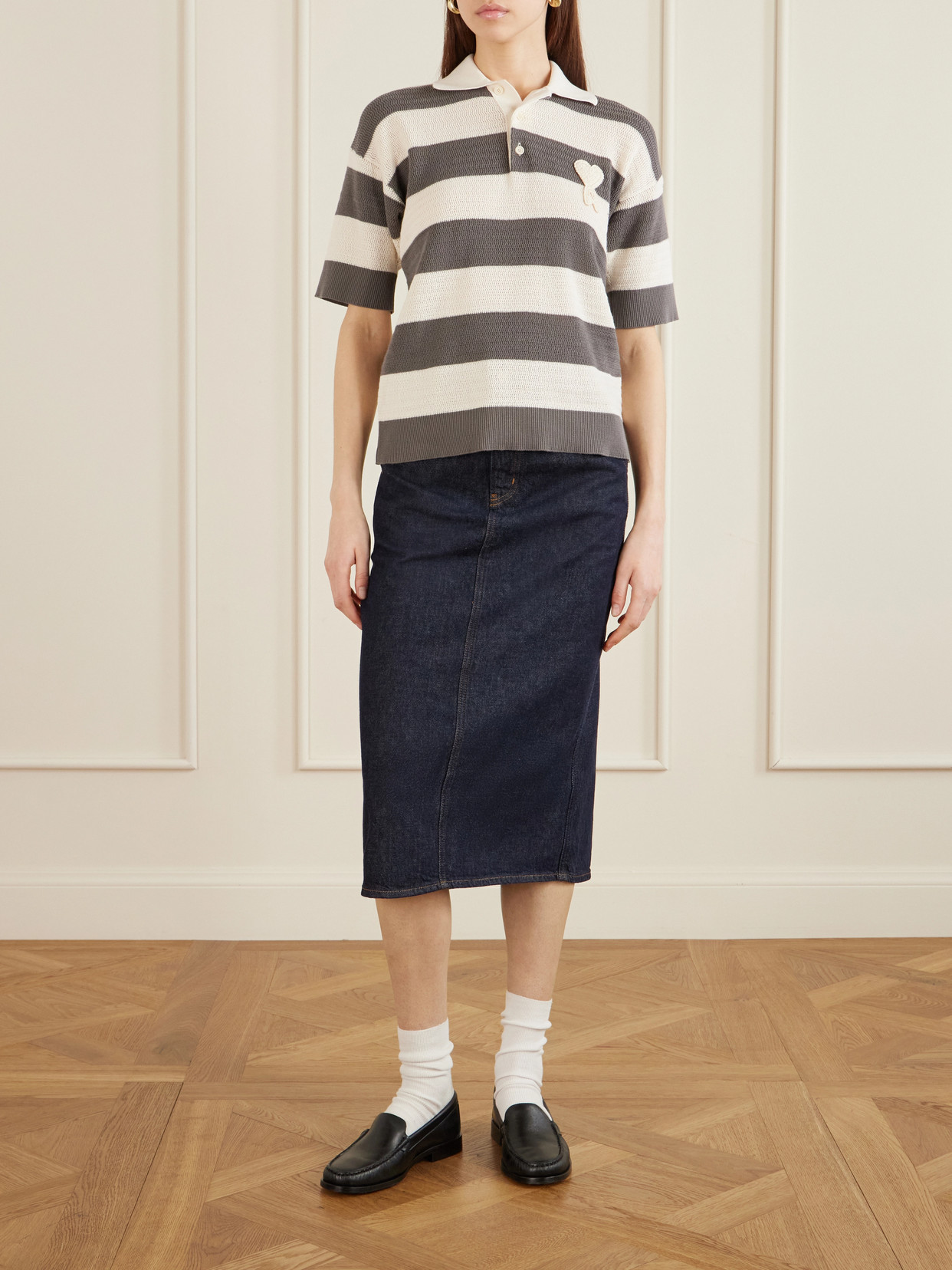 Striped Knitted Cotton Polo