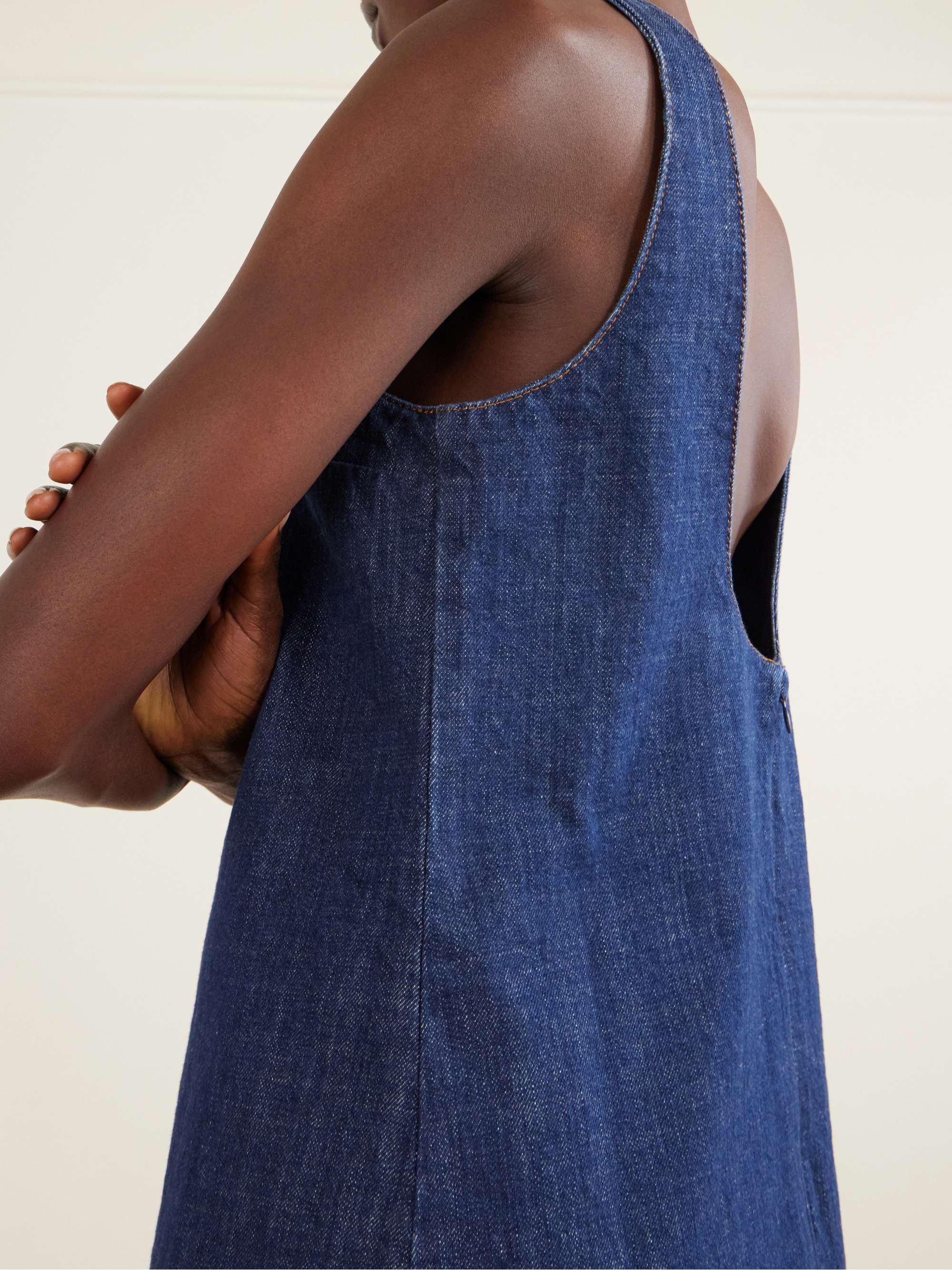 AMI PARIS Embroidered denim mini dress | NET-A-PORTER