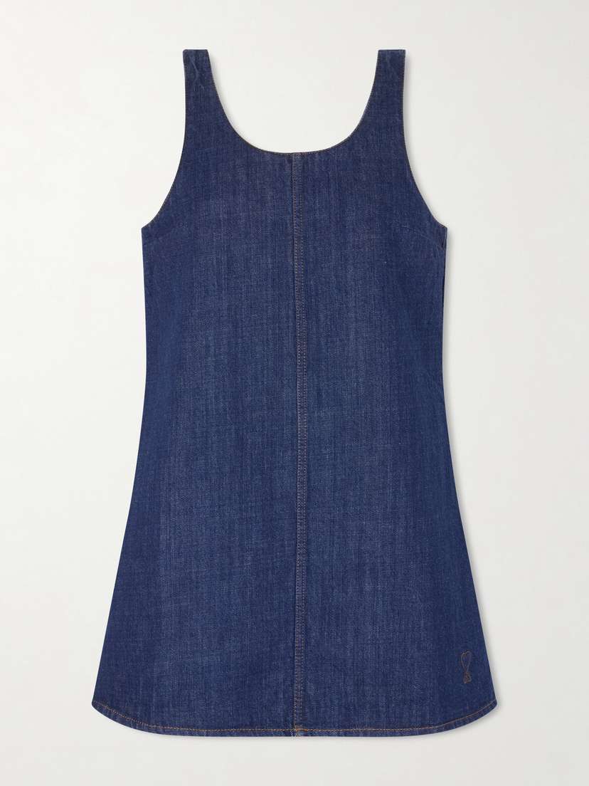 AMI PARIS Embroidered Denim Mini Dress