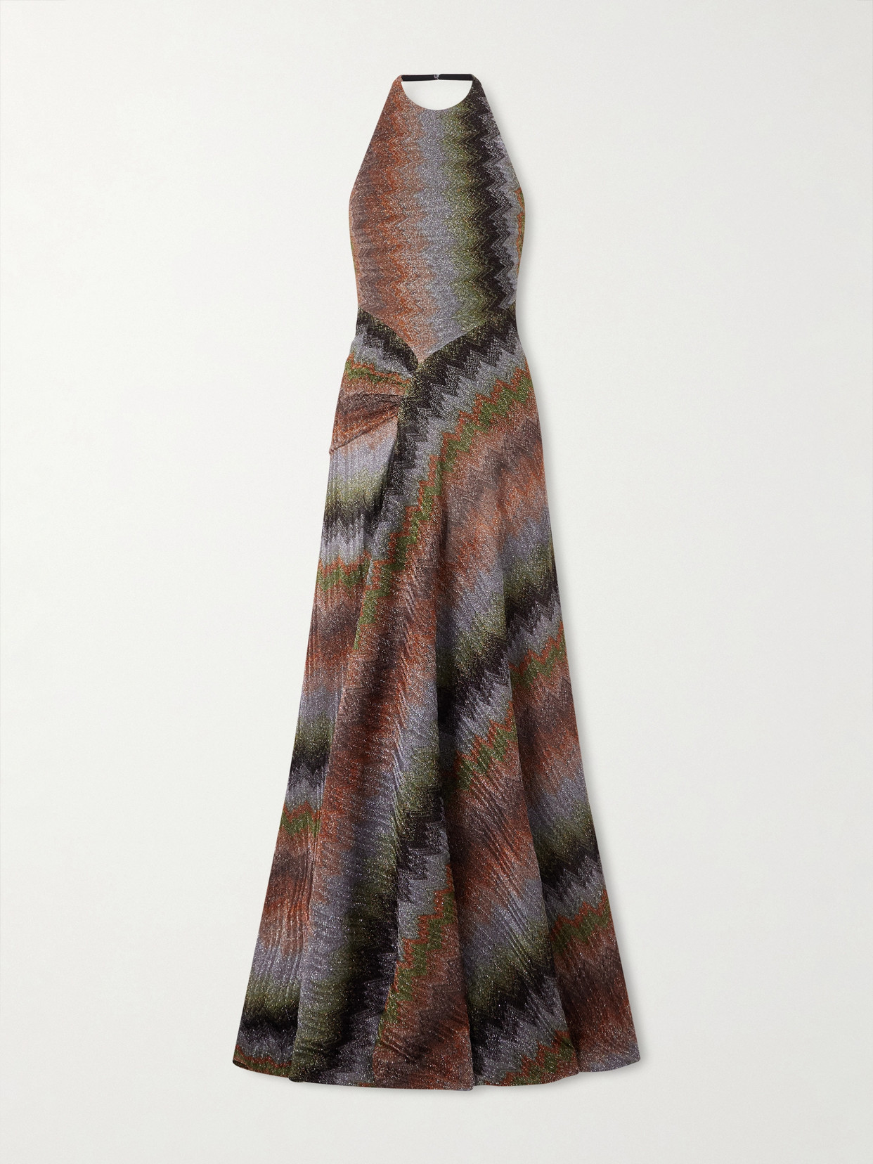 Missoni Metallic Crochet-knit Halterneck Maxi Dress In Multi