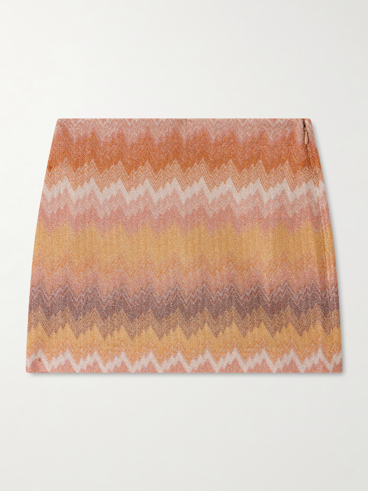 Missoni Striped Metallic Crochet-knit Mini Skirt In Orange