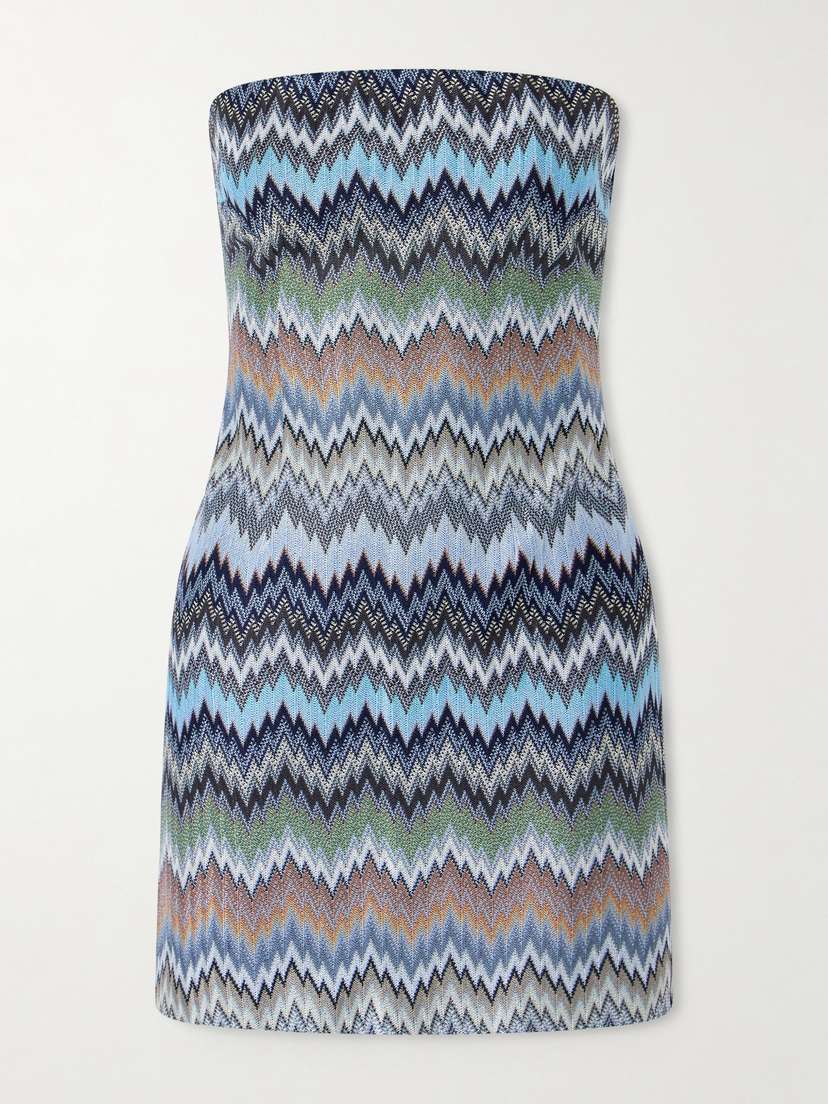 Missoni Strapless Striped Crochet-knit Mini Dress