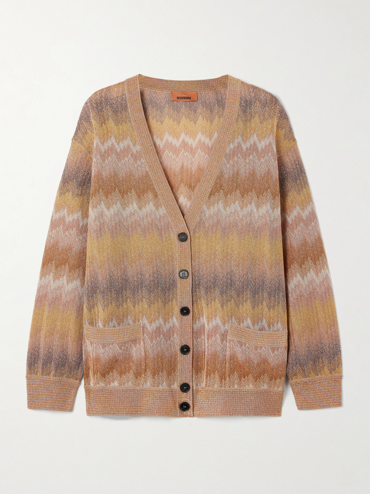 Missoni Metallic Crochet-knit Cardigan In Gold