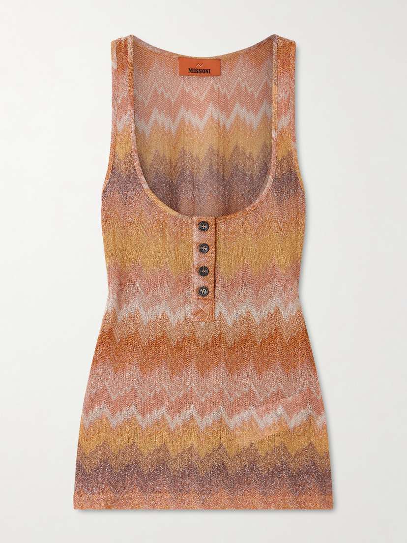 Missoni Striped Metallic Crochet-knit Tank