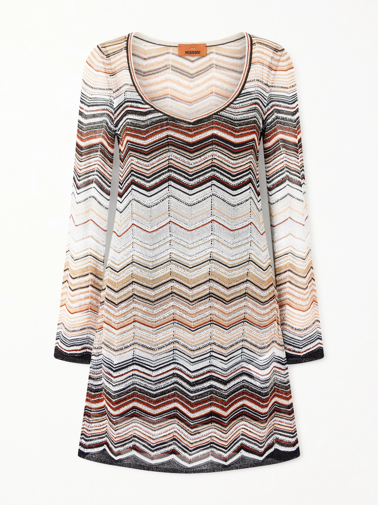 Missoni Mare Sequin-embellished Striped Metallic Crochet-knit Mini Dress In Multi