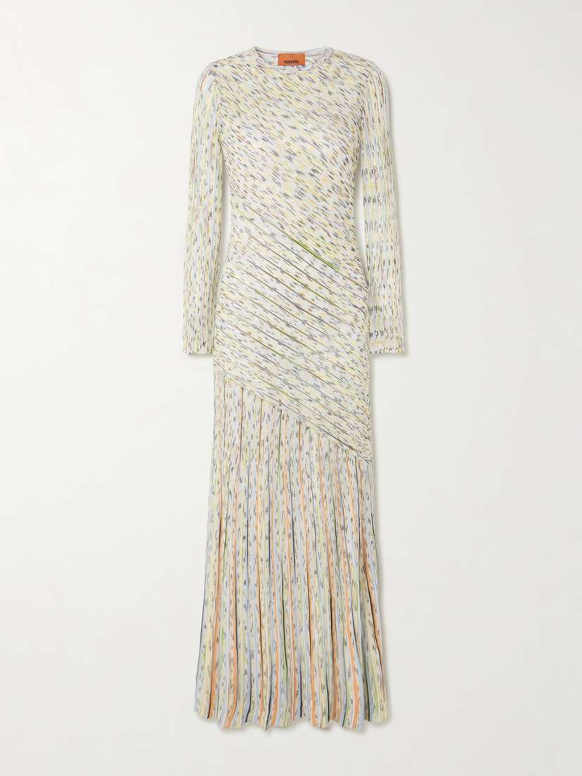 Missoni Draped Striped Sequined Ribbed-knit Maxi Dress