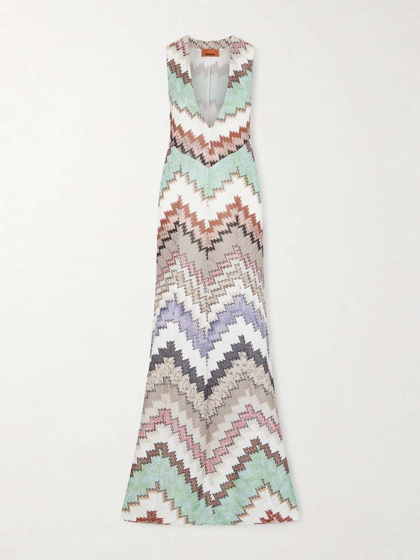 Missoni Striped Metallic Crochet-knit Maxi Dress