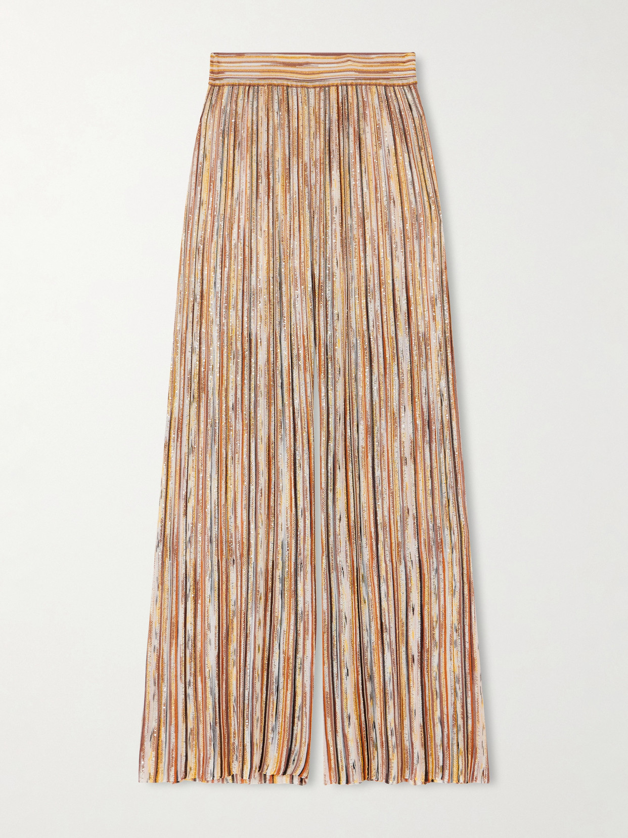 Missoni Mare Embellished Metallic Crochet-knit Wide-leg Pants In Brown