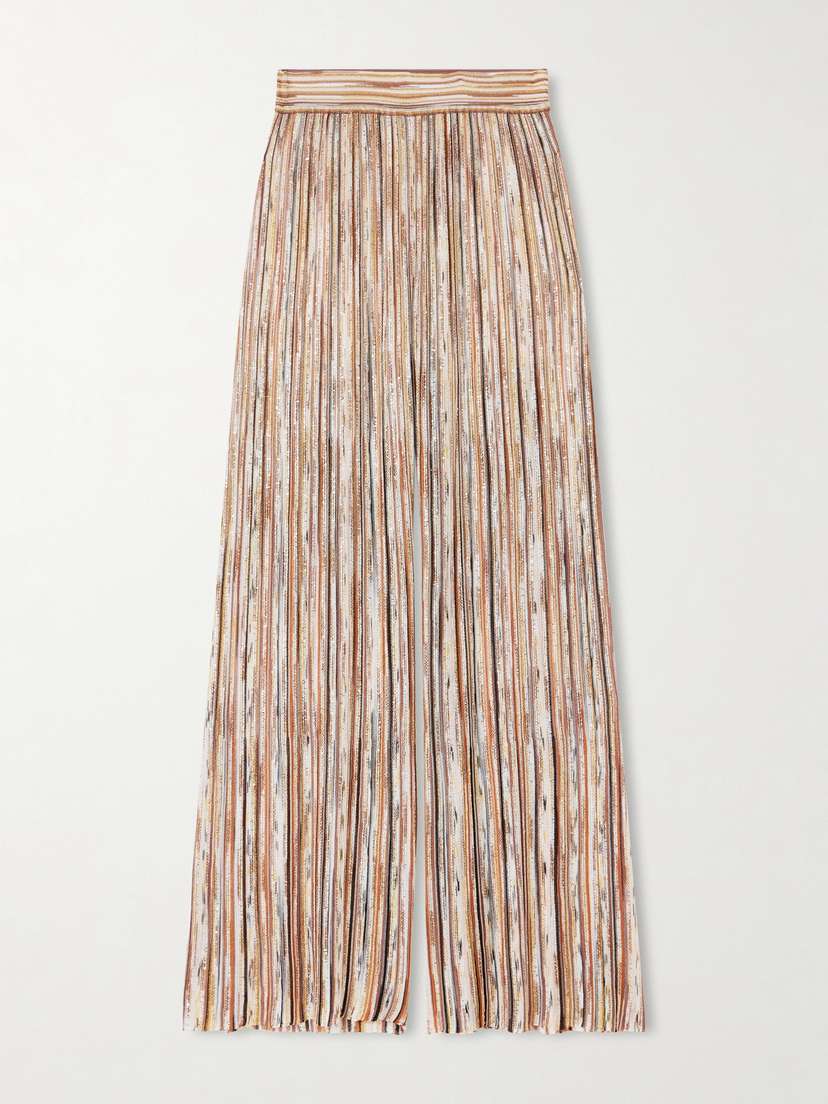 Missoni Mare Embellished Metallic Crochet-knit Wide-leg Pants
