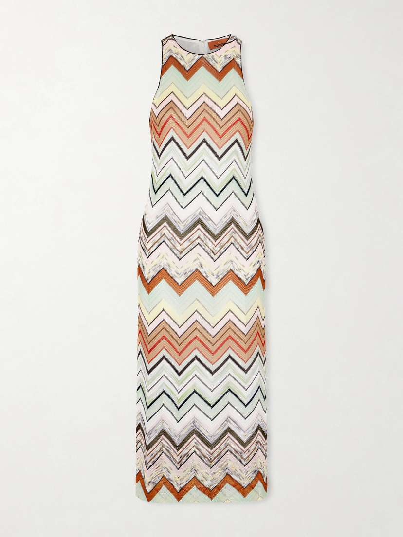 Missoni Striped Crochet-knit Midi Dress