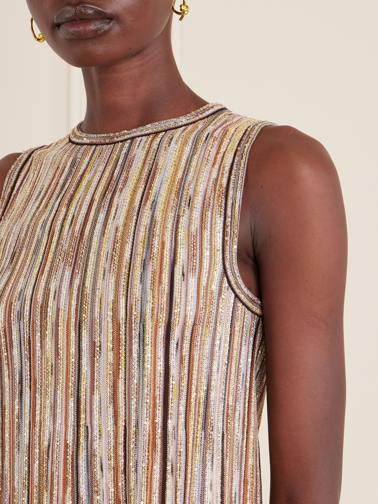 Missoni Mare Sequined Metallic Striped Crochet-knit Tank In Multi