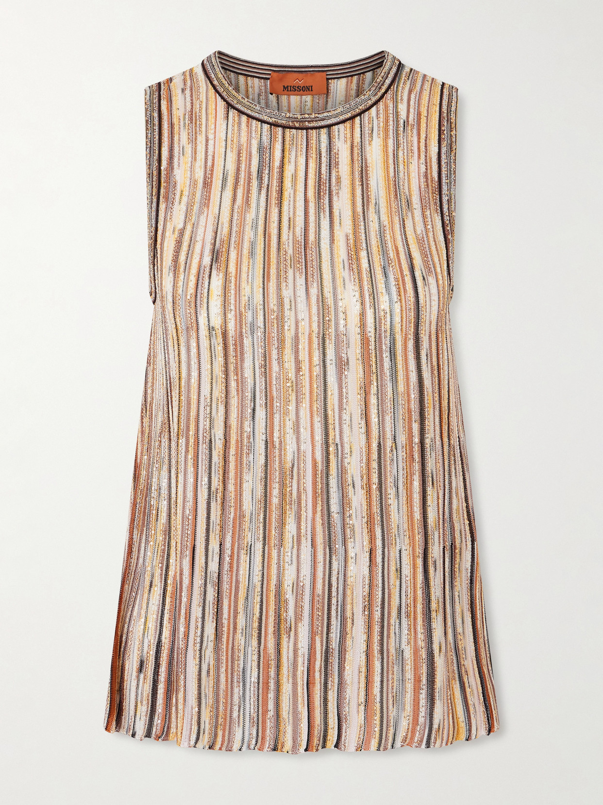Missoni Mare Sequined Metallic Striped Crochet-knit Tank In Multi