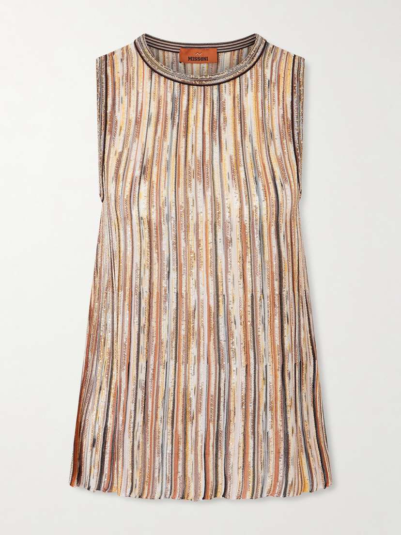Missoni Mare Sequined Metallic Striped Crochet-knit Tank