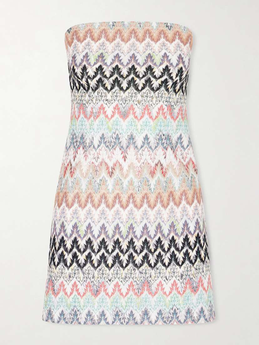 Missoni Striped Metallic Crochet-knit Mini Dress