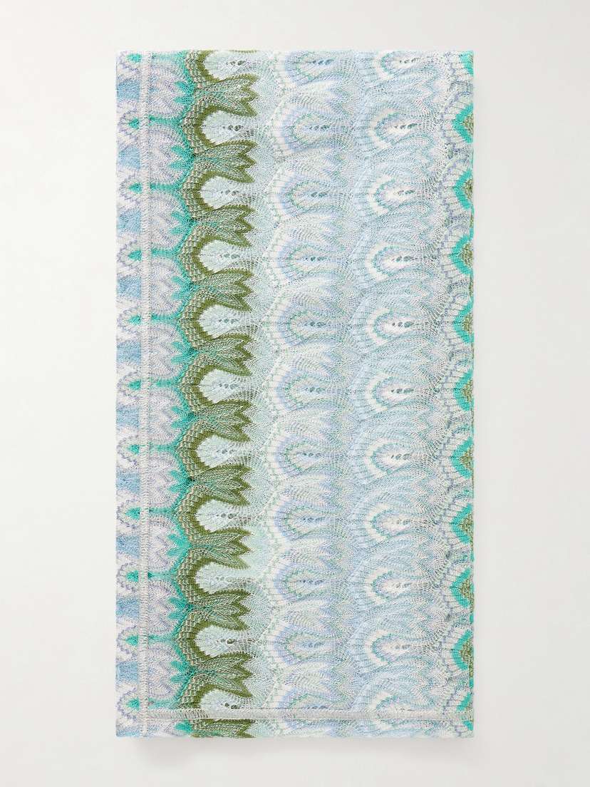 Missoni Striped Metallic Crochet-knit Wrap