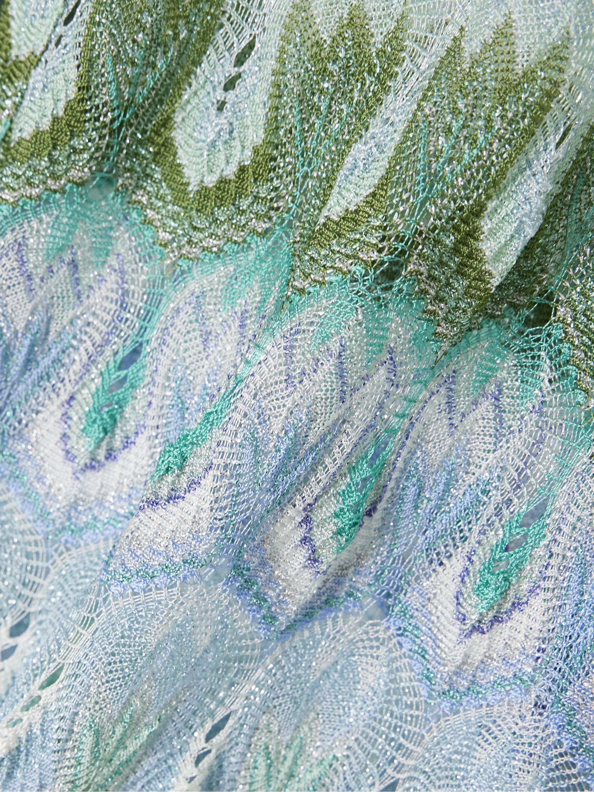 ヒ*ロ様 m missoni ツイード コート ミッソーニ 綺麗 ライトブルー Missoni - Corean striped metallic crochet-knit blouse | Plush