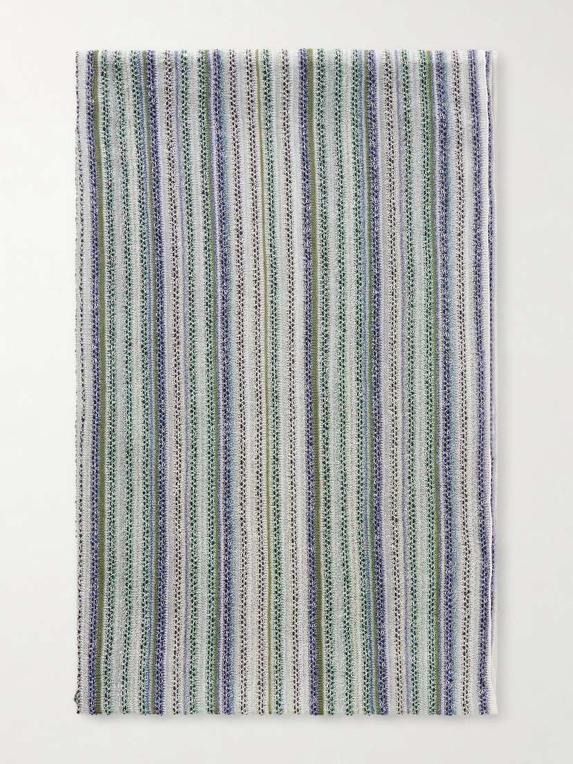 Missoni Sequin-trimmed Striped Metallic Crochet-knit Wrap